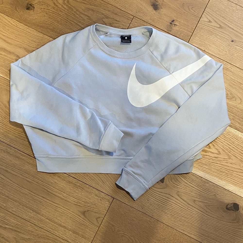 Nike Women's Sky Blue Cropped Sweatshirt